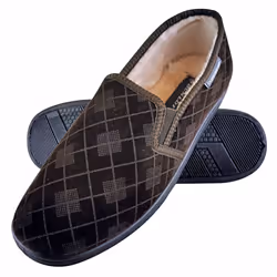 Dunlop - Mens Memory Foam Plaid Checked Moccasin Slippers - 7, Brown