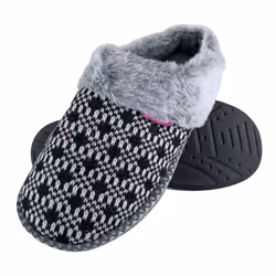Dunlop - Ladies Cute Cosy Memory Foam Knitted Mule Slippers - 4, Black