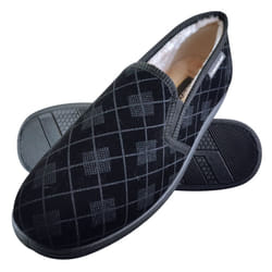 Dunlop - Mens Memory Foam Plaid Checked Moccasin Slippers - 10, Black