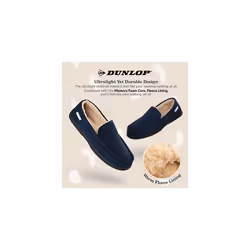 Dunlop Moccasins Slippers Men | Moccasin Loafers Faux Sheepskin Slippers with Rubber Sole | Classic Memory Foam Plush House Slippers | Breathable Ind