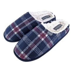 DUNLOP - Mens Warm Fleece Lined Slip On Checked Plaid Slippers - 8 UK, Navy