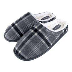 DUNLOP - Mens Warm Fleece Lined Slip On Checked Plaid Slippers - 7 UK, Grey
