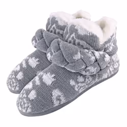Ladies Knitted Warm Fleece Slippers / Slipper Boots / Booties - 4 UK, Grey