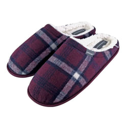DUNLOP - Mens Warm Fleece Lined Slip On Checked Plaid Slippers - 11 UK, Red