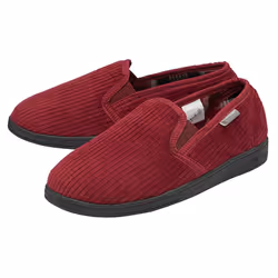 Dunlop - Mens Tartan Lined Slippers With Memory Foam - 11 UK, Burgundy