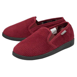 Dunlop - Mens Tartan Lined Slippers With Memory Foam - 12 UK, Burgundy