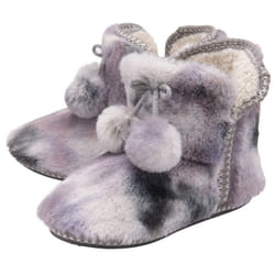 Dunlop - Ladies/Womens Fluffy Pom Pom Memory Foam Slipper Booties - 4, Grey/Mink