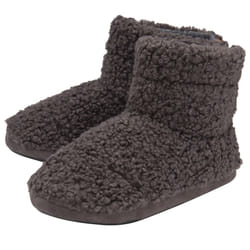 DUNLOP - Mens Furry Sherpa Memory Foam Slipper Boots - 7, Charcoal