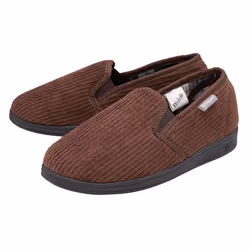 Dunlop - Mens Tartan Lined Slippers With Memory Foam - 8 UK, Brown