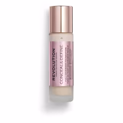 Revolution Beauty  Conceal & Define Foundation  Full Coverage  Long-Lasting Matte Finish  Vegan & Cruelty Free  F1 Fair Skin Tones  0.8 Fl.Oz.