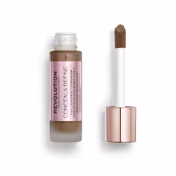 Revolution Beauty  Conceal & Define Foundation  Full Coverage  Long-Lasting Matte Finish  Vegan & Cruelty Free  F14 Dark Skin ...
