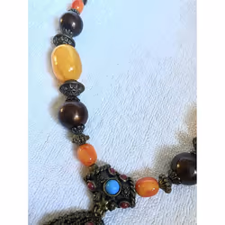 D Asian Vintage Necklace With Stones - Designer Jewelry accessory,
