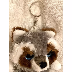 tes Raccoon Soft Plush key chain/key ring