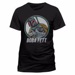 Star Wars 'Boba Fett Circle' (Black) T-Shirt - 2XL