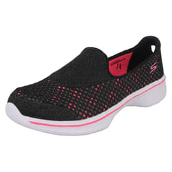) Girls Skechers Flats With Mesh Detail Go Walk 4 Kindle 81118 - UK 10.5 Child, Black/Hot Pink (Black