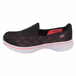 ) Girls Skechers Flats With Mesh Detail Go Walk 4 Kindle 81118 - UK 10.5 Child, Black/Hot Pink (Black