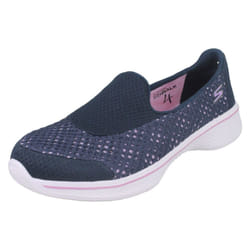 ) Girls Skechers Flats With Mesh Detail Go Walk 4 Kindle 81118 - UK 12 Child, Navy/Lavender (Blue
