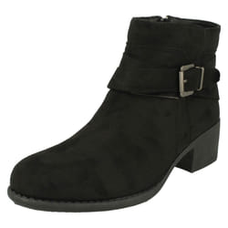 Ladies Spot On Lace Up Ankle Boot - Black, UK 3