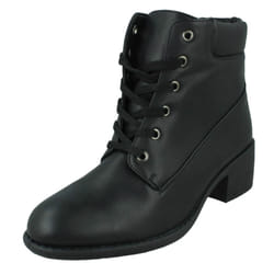 Ladies Spot On Lace Up Ankle Boot - Black, UK 5