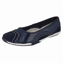 ) Ladies Down To Earth Flat Ballerina Shoes - UK 4, Navy/White (Blue