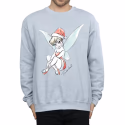 Disney Mens Tinkerbell Christmas Fairy Sweatshirt - L, Sports Grey