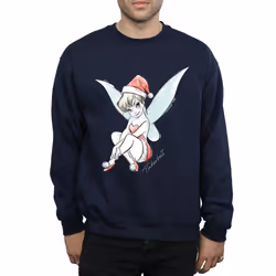 Disney Mens Tinkerbell Christmas Fairy Sweatshirt - XL, Navy Blue