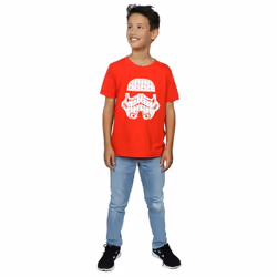 Star Wars Boys Christmas Stormtrooper Helmet T-Shirt - 12-13 Years, Red