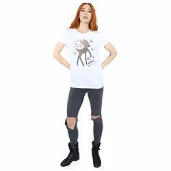 Disney Womens/Ladies Bambi Winter Deer Cotton Boyfriend T-Shirt - M, White