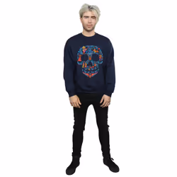 Disney Mens Coco Skull Pattern Sweatshirt - S, Navy Blue