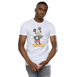 Disney Mens Mickey Mouse Christmas Jumper T-Shirt - M, White