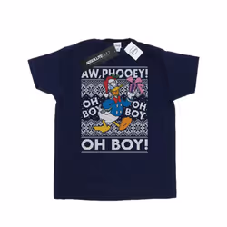 Disney Mens Donald Duck Christmas Fair Isle T-Shirt - XL, Navy Blue