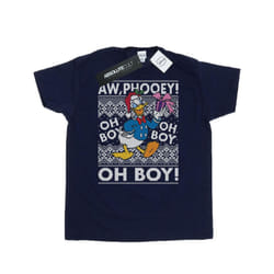 Disney Mens Donald Duck Christmas Fair Isle T-Shirt - XL, Navy Blue