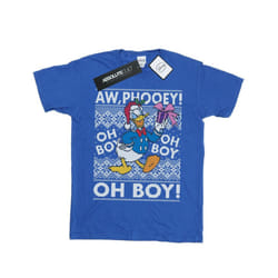 Disney Mens Donald Duck Christmas Fair Isle T-Shirt - XXL, Royal Blue