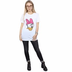 Disney Womens/Ladies Daisy Duck Head Painted Cotton Boyfriend T-Shirt - M, White