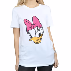 Disney Womens/Ladies Daisy Duck Head Painted Cotton Boyfriend T-Shirt - XXL, White