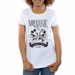 Disney Womens/Ladies Mickey And Minnie Mouse Great Pair Cotton T-Shirt - XXL, White