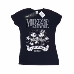 Disney Womens/Ladies Mickey And Minnie Mouse Great Pair Cotton T-Shirt - M, Navy Blue