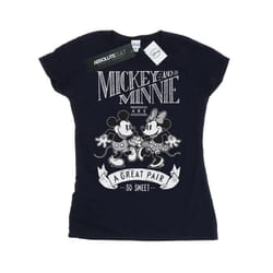 Disney Womens/Ladies Mickey And Minnie Mouse Great Pair Cotton T-Shirt - M, Navy Blue