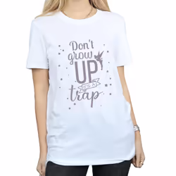 Disney Womens/Ladies Tinker Bell Don't Grow Up Cotton Boyfriend T-Shirt - XL, White