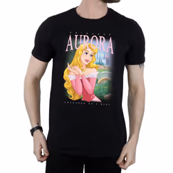 Disney Mens Sleeping Beauty Aurora Montage T-Shirt - XL, Black