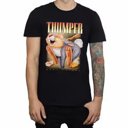 Disney Mens Bambi Thumper Montage T-Shirt - L, Black