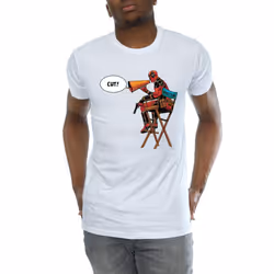 Marvel Mens Deadpool Director's Chair T-Shirt - XXL, White