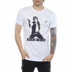 Star Wars Mens Han Solo Retro Photo T-Shirt - XXL, White