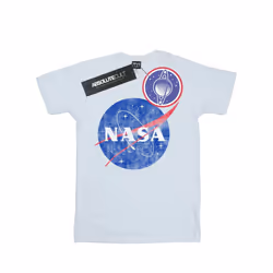 NASA Girls Classic Insignia Logo Distressed Cotton T-Shirt - 12-13 Years, White