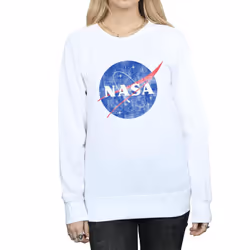 NASA Womens/Ladies Insignia Distressed Sweatshirt - S, White