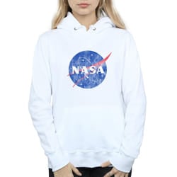 NASA Womens/Ladies Insignia Distressed Hoodie - XXL, White