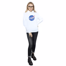 NASA Womens/Ladies Insignia Distressed Hoodie - XXL, White