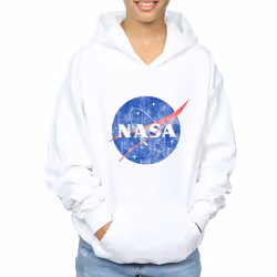 NASA Boys Classic Insignia Logo Distressed Hoodie - 7-8 Years, White
