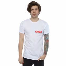 NASA Mens Modern Logo Chest T-Shirt - L, White