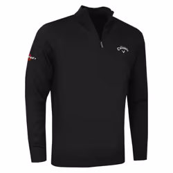 Callaway Golf Mens 1/4 Zip Blended Merino Mix Odyssey Thermal Sweater - M, Black Ink